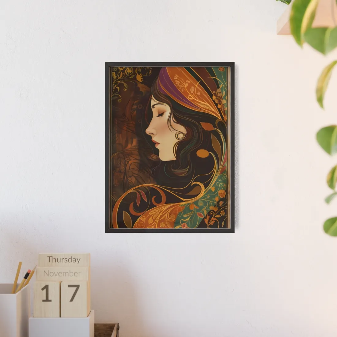Vintage Art Nouveau Poster: Elegant Design - Framed Poster