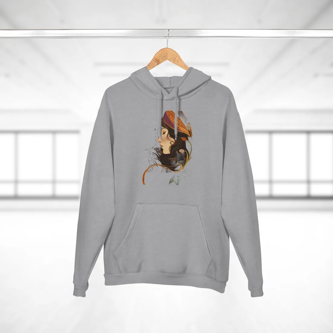 Vintage Art Nouveau Poster: Elegant Design - Hoodie (Heather Grey)