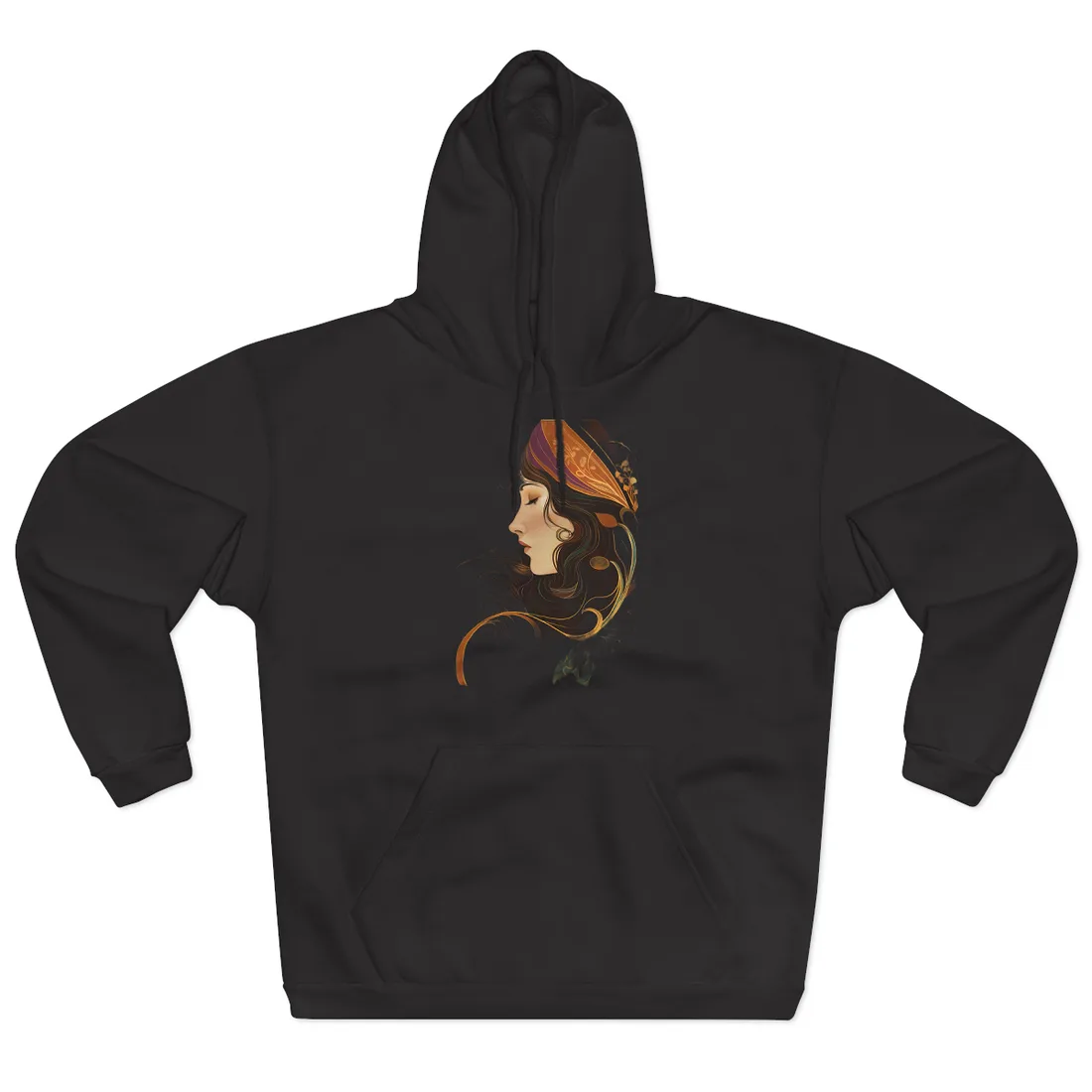 Vintage Art Nouveau Poster: Elegant Design - Hoodie (Black)