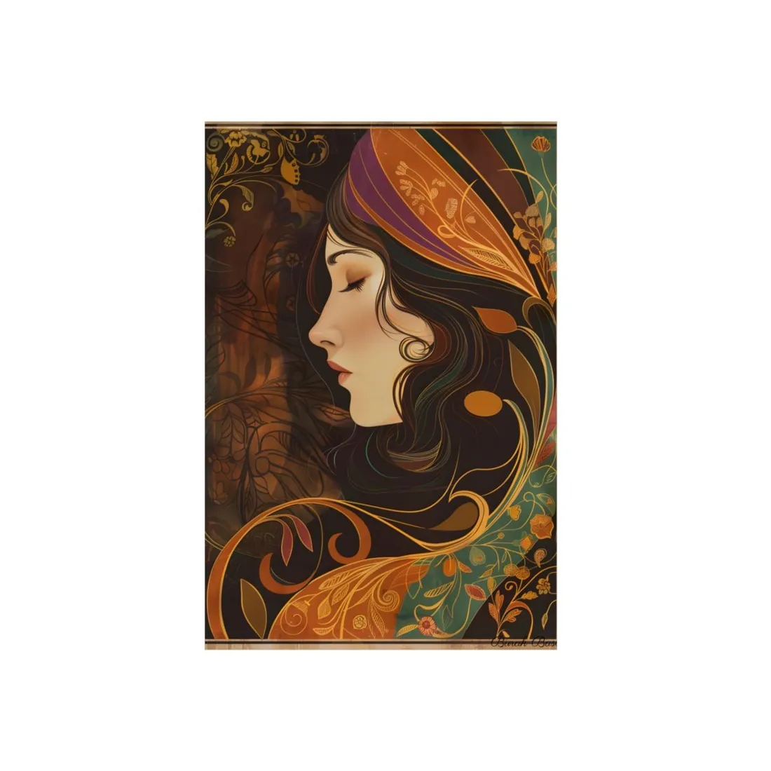 Vintage Art Nouveau Poster: Elegant Design - Metal Poster