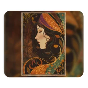 Serene Profile Art Nouveau Mouse Pad