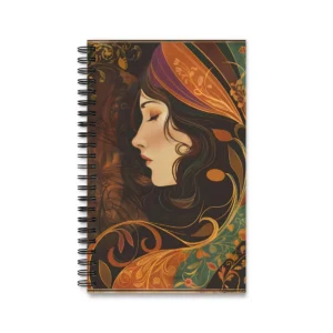 Serene Profile Art Nouveau Spiral Notebook