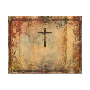 Crucifix on Antique Parchment Canvas Print