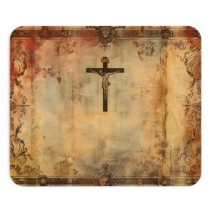 Crucifix on Antique Parchment Mouse Pad