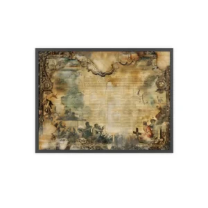 Vintage Parchment Ledger Collage Framed Poster