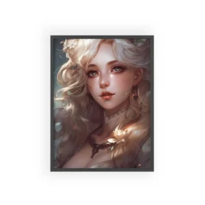 Blonde Woman with Flowers Framed Poster