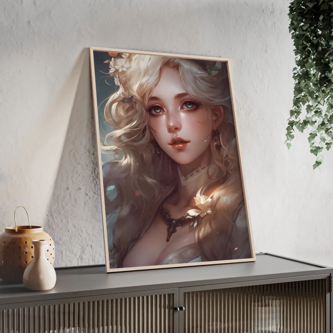 Vintage Blonde Portraiture: Timeless Female Portrait Art - Framed Poster