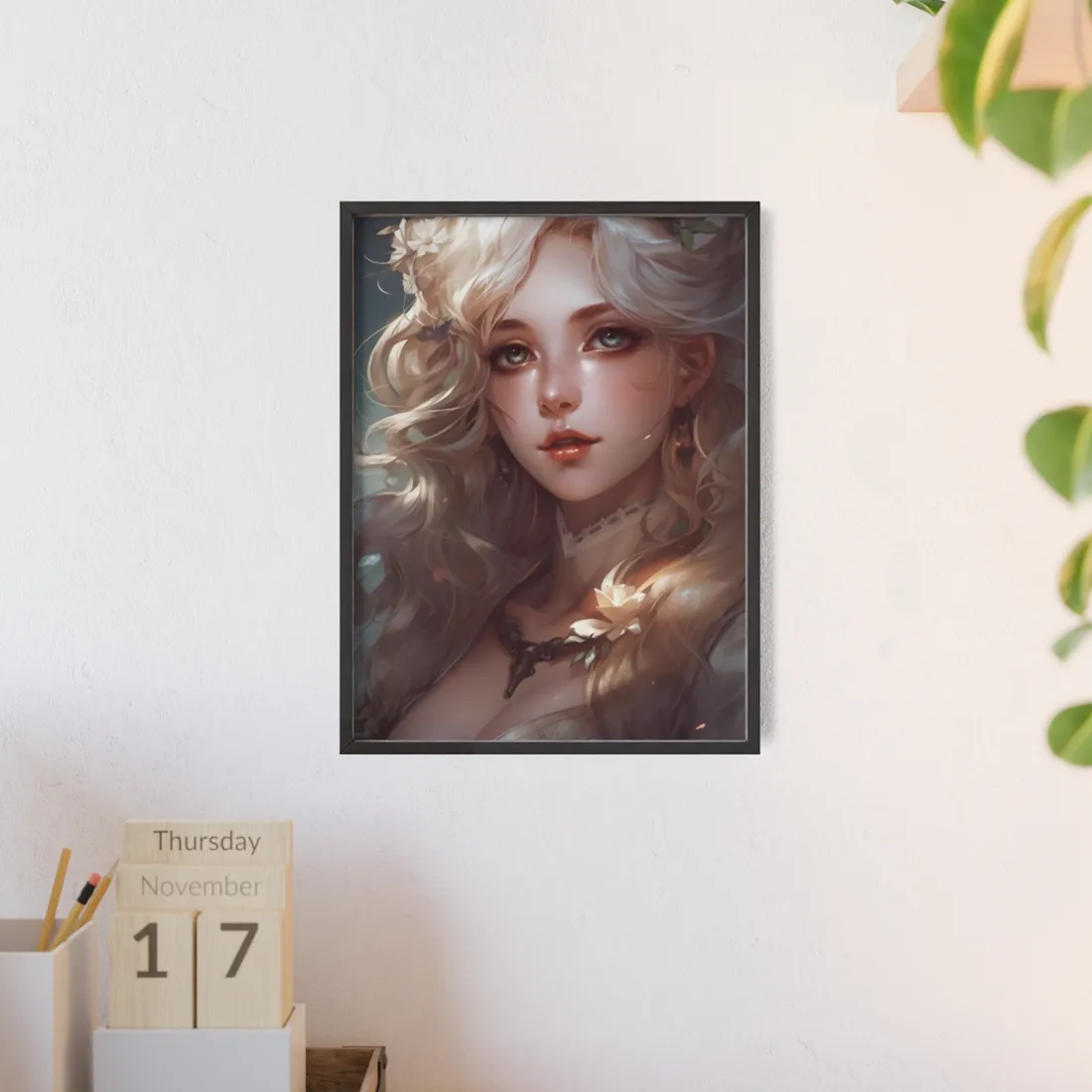 Vintage Blonde Portraiture: Timeless Female Portrait Art - Framed Poster