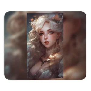 Blonde Woman with Flowers Mouse Pad
