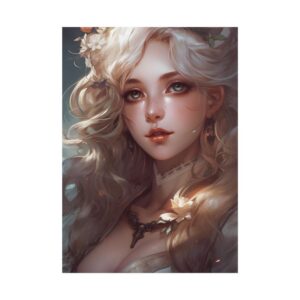 Blonde Woman with Flowers Poster