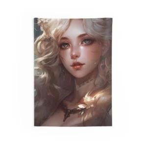 Blonde Woman with Flowers Wall Tapestry