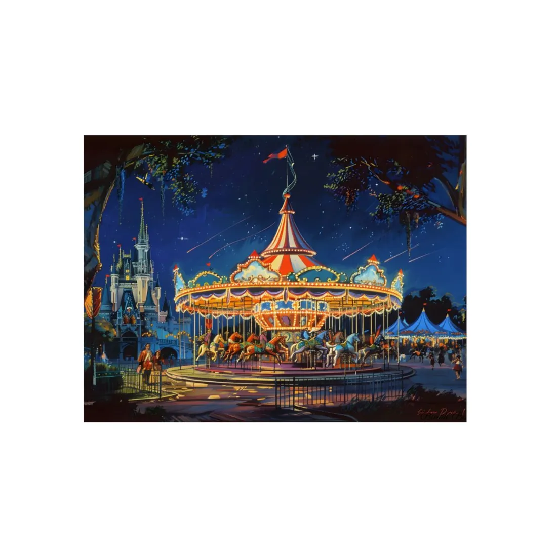 Vintage Carousel Attraction Poster: Classic Theme Park Art - Metal Poster