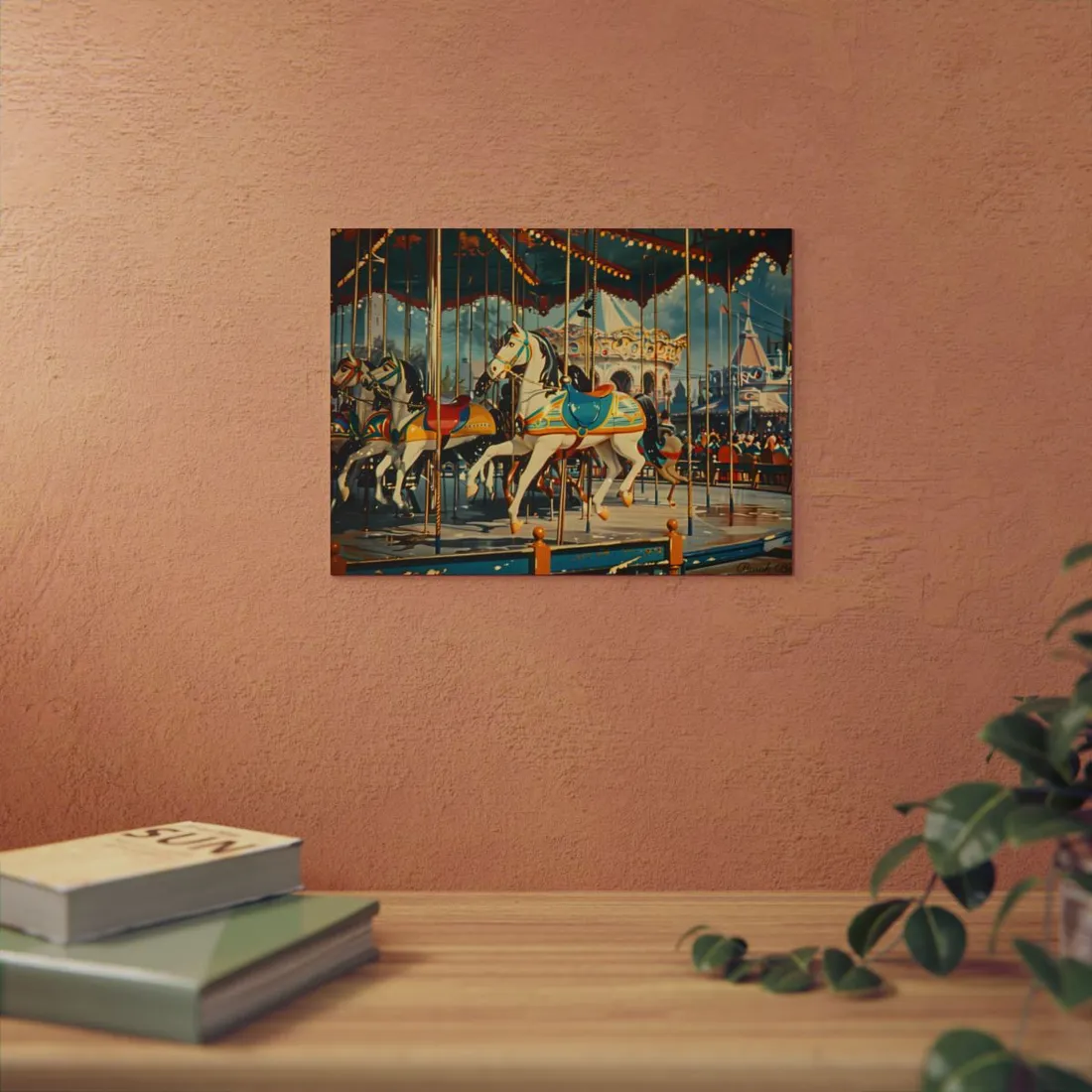 Vintage Carousel Poster: Classic Merry-Go-Round - Metal Poster