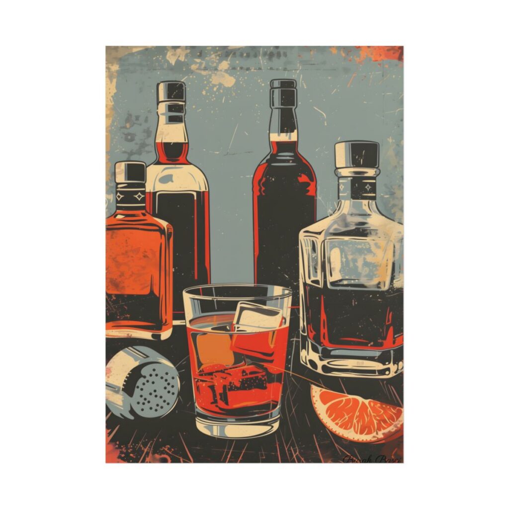 Vintage Classic Cocktail: Old-Fashioned Glass Artwork - Poster