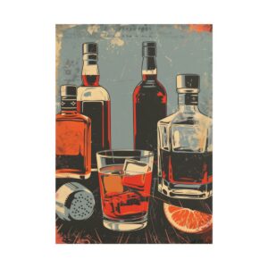 Liquor Bottles and Rocks Glass Poster