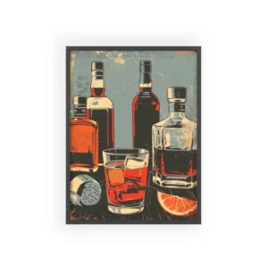 Liquor Bottles and Rocks Glass Framed Poster