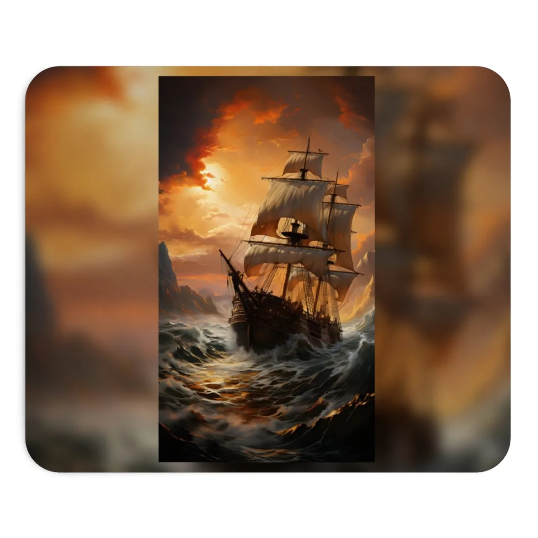 Vintage Classic Marine Oil Painting: Ship in Full Sail - Mouse Pad