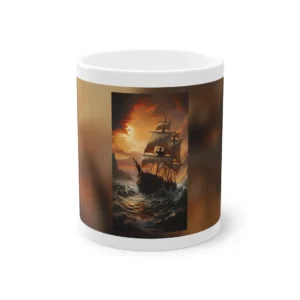 Ship in Stormy Sunset Mug