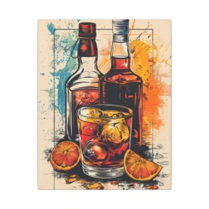 Whiskey Bottles with Orange Slices Canvas Print