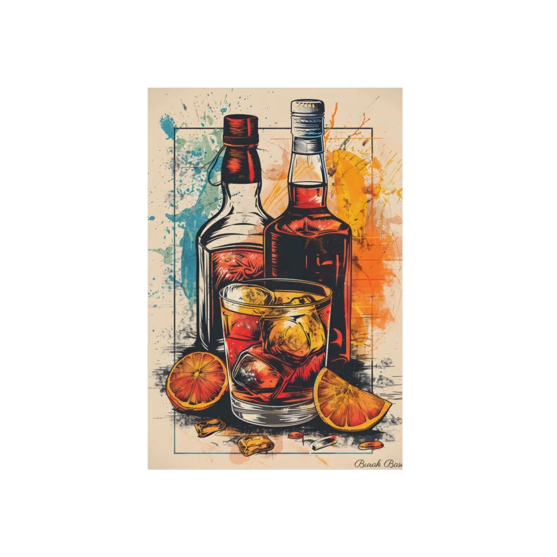 Vintage Cocktail Hour: Old-Fashioned Glass Art Poster - Metal Poster