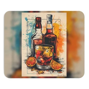 Whiskey Bottles with Orange Slices Mouse Pad