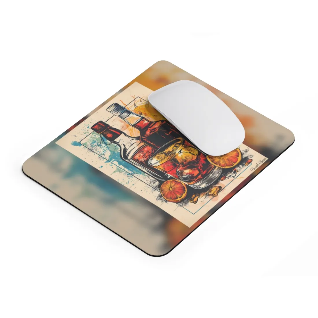 Vintage Cocktail Hour: Old-Fashioned Glass Art Poster - Mouse Pad