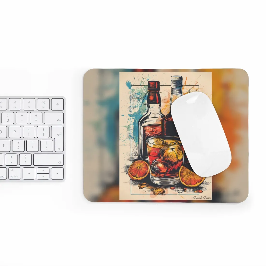 Vintage Cocktail Hour: Old-Fashioned Glass Art Poster - Mouse Pad