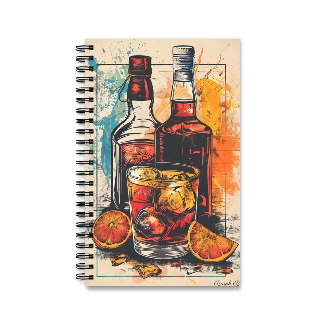 Vintage Cocktail Hour: Old-Fashioned Glass Art Poster - Spiral Notebook