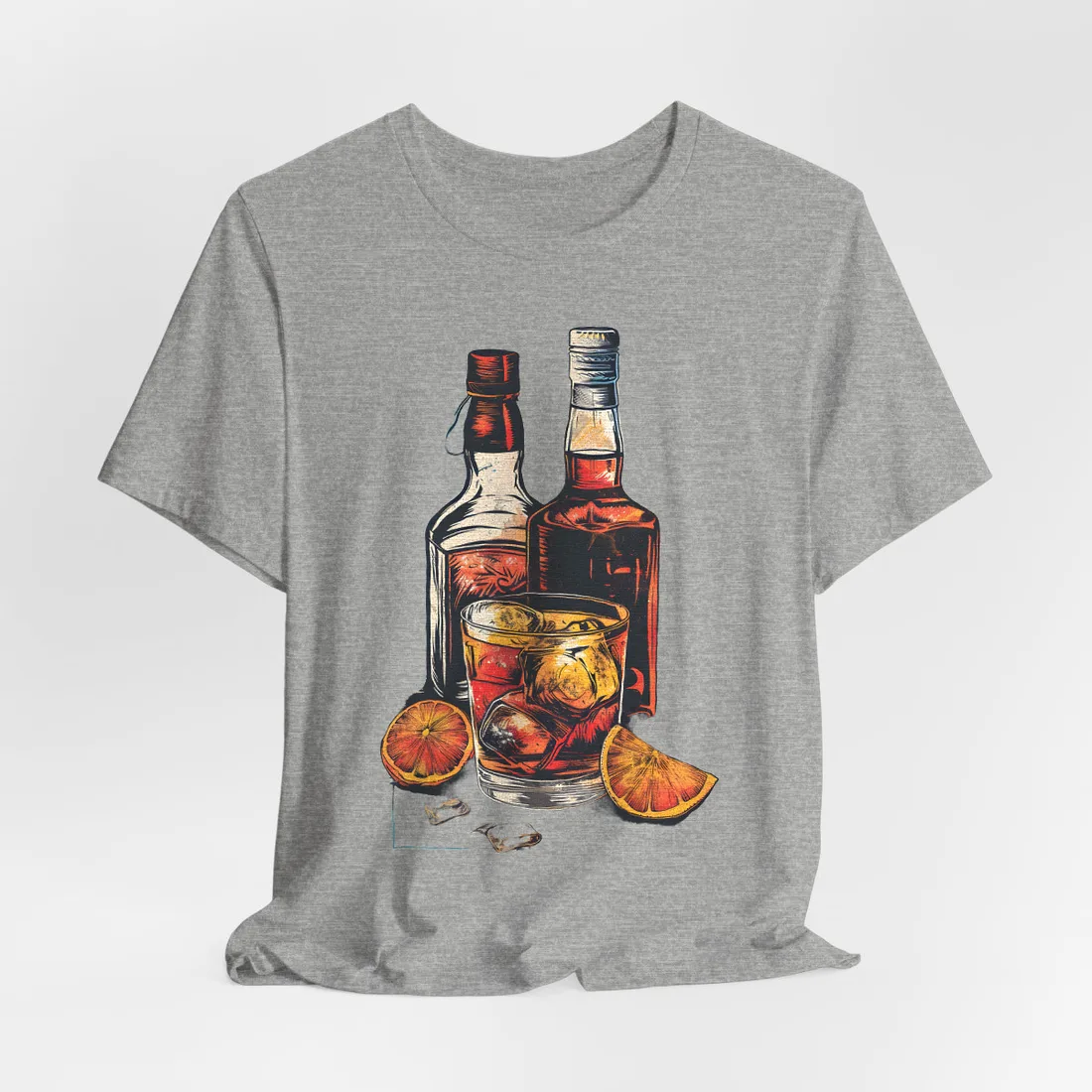 Vintage Cocktail Hour: Old-Fashioned Glass Art Poster - T-Shirt (Athletic Heather)