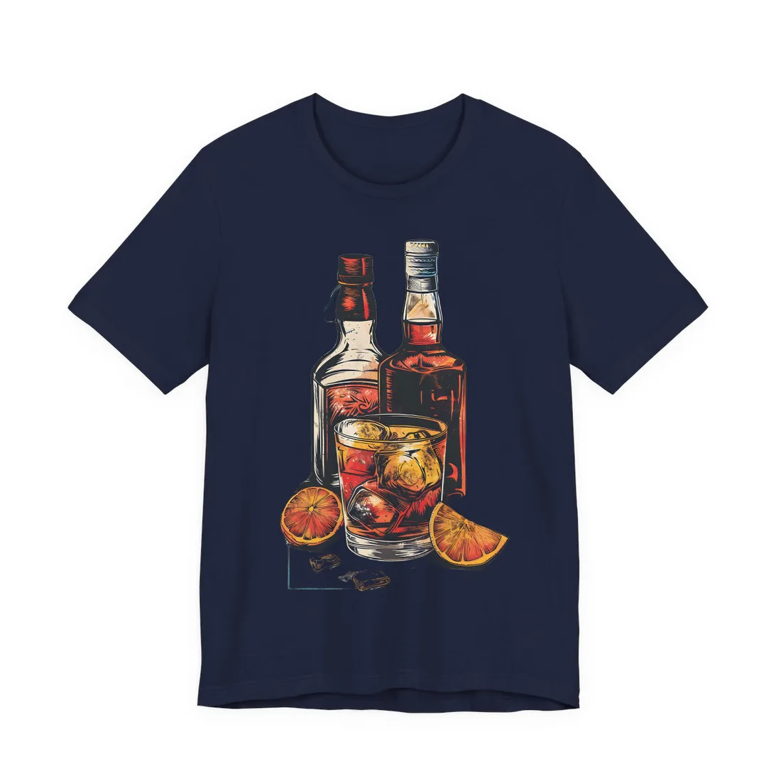 Vintage Cocktail Hour: Old-Fashioned Glass Art Poster - T-Shirt (Navy)