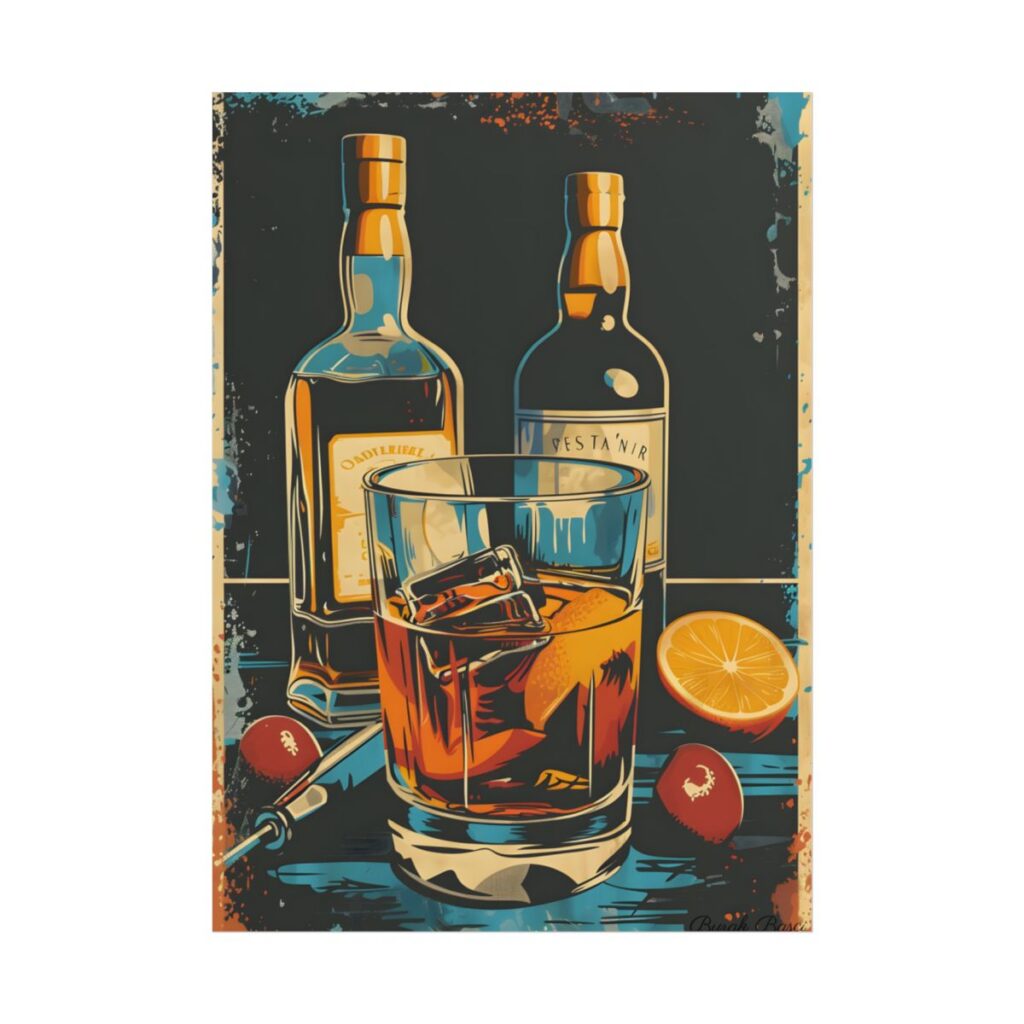 Vintage Cocktail Hour: Old-Fashioned Glass Artwork - Poster