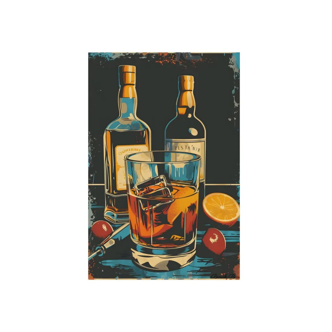 Vintage Cocktail Hour: Old-Fashioned Glass - Metal Poster