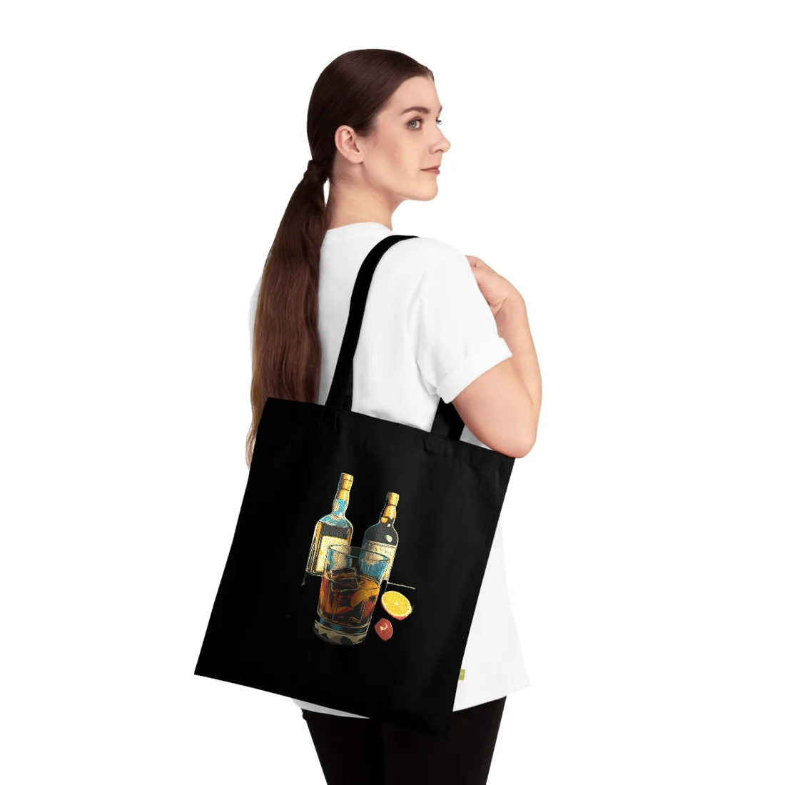 Vintage Cocktail Hour: Old-Fashioned Glass - Tote Bag (Black)