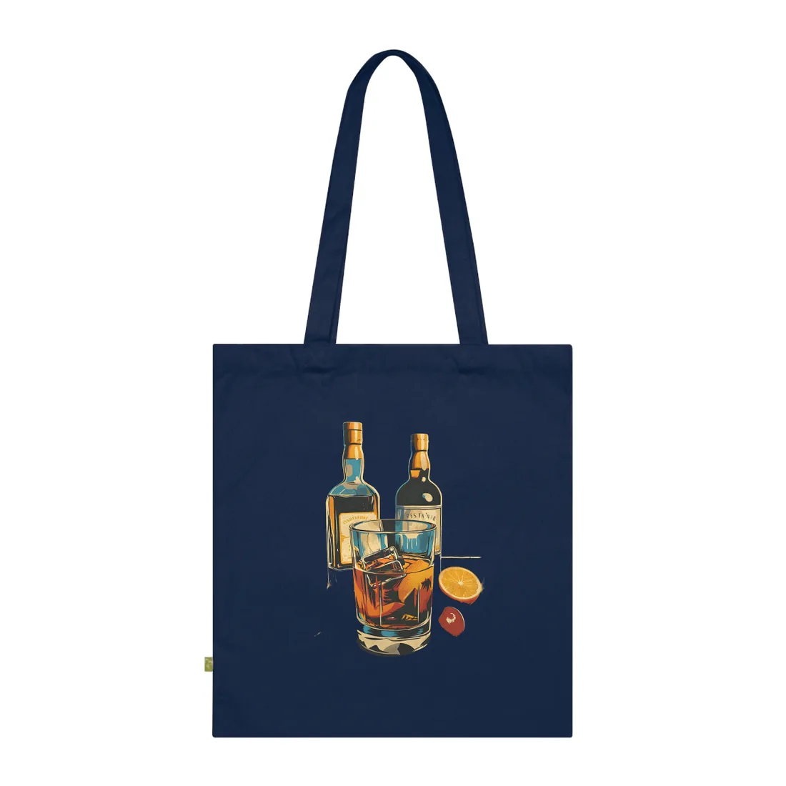 Vintage Cocktail Hour: Old-Fashioned Glass - Tote Bag (French Navy)