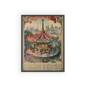 Carousel with Striped Canopy Framed Poster