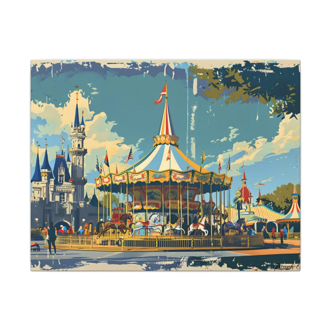 Vintage Disney Nostalgia: Retro Attraction Poster Art - Canvas