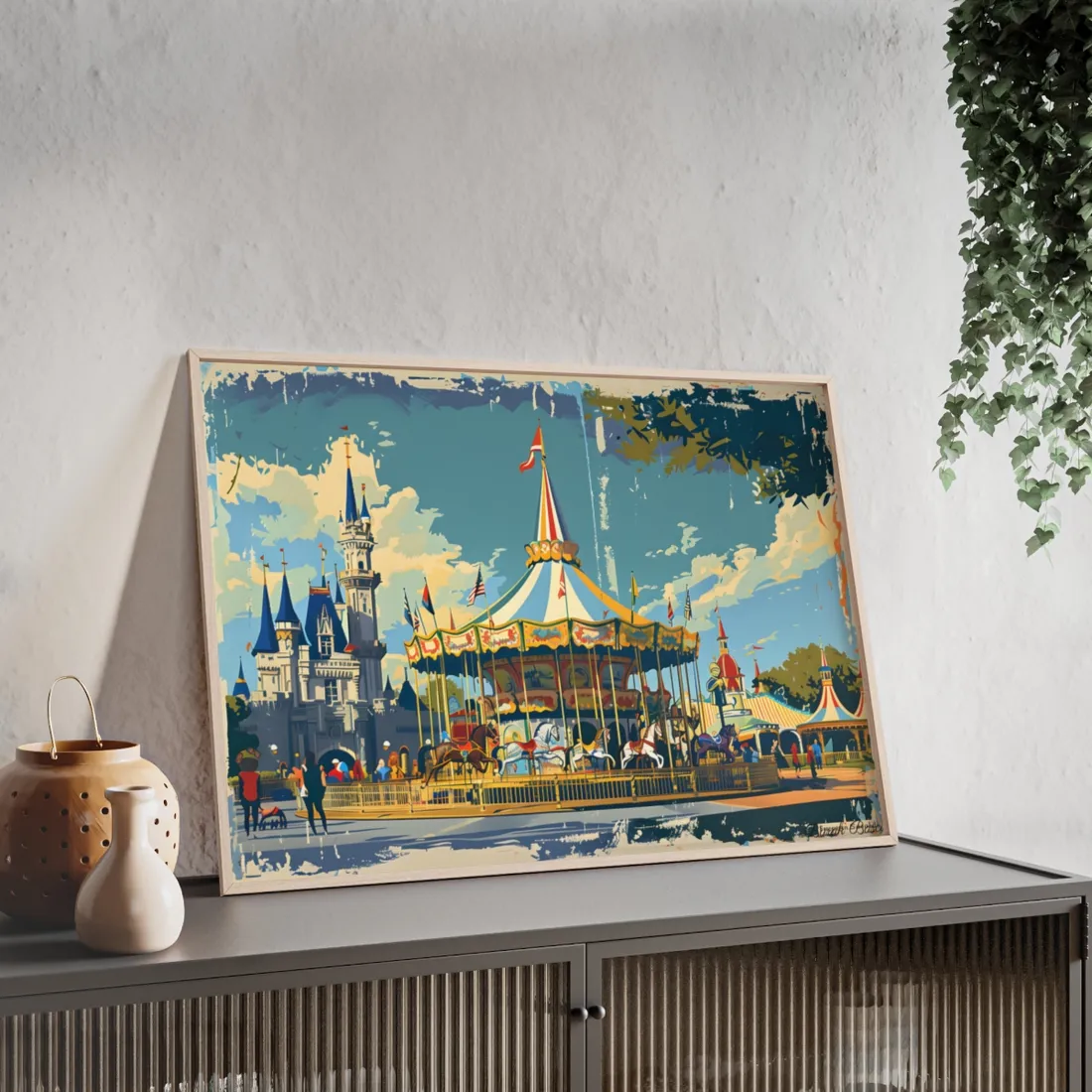Vintage Disney Nostalgia: Retro Attraction Poster Art - Framed Poster
