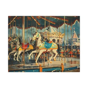 Vintage Carousel Horses Canvas Print