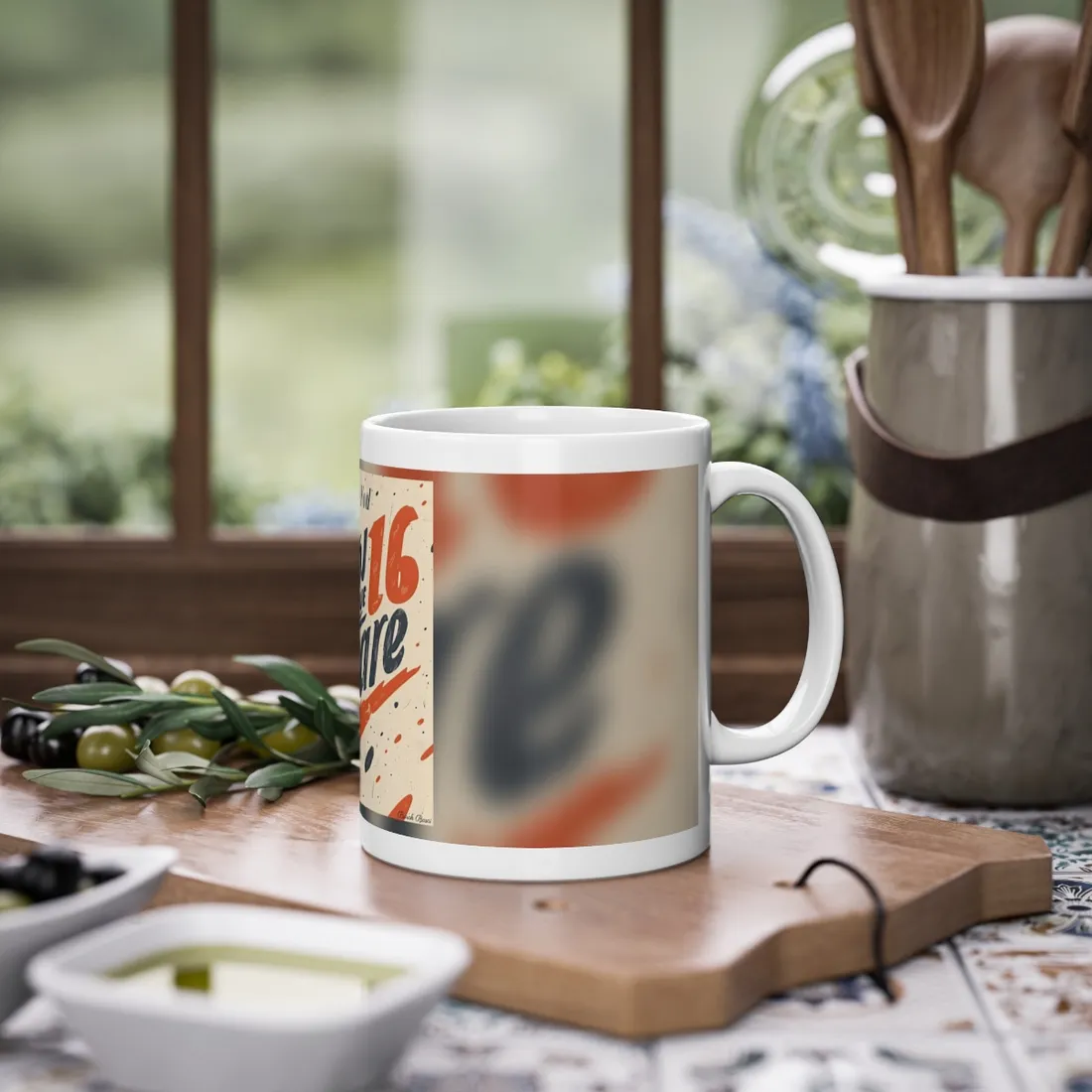 Vintage Distressed Poster Art: Red A - Mug