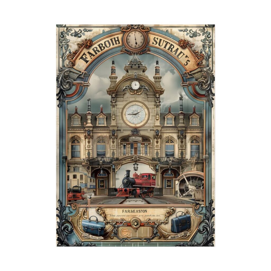 Vintage Farhampton Train Station Sign: Artwork - Poster