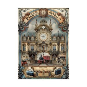 Victorian Train Station Steam Locomotive Poster