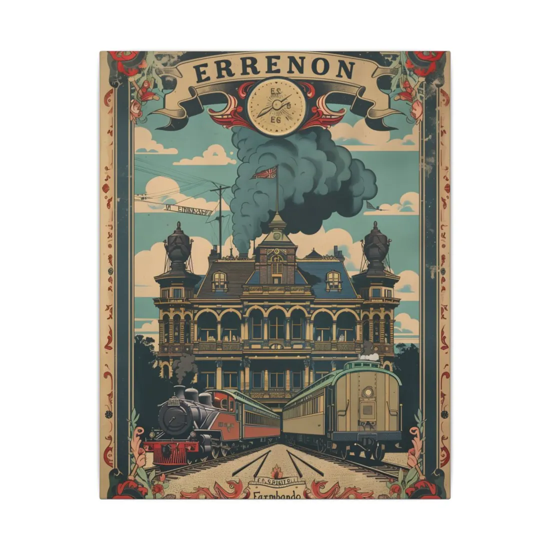 Vintage Farhampton Train Station Sign: Classic Railroad Art - Canvas