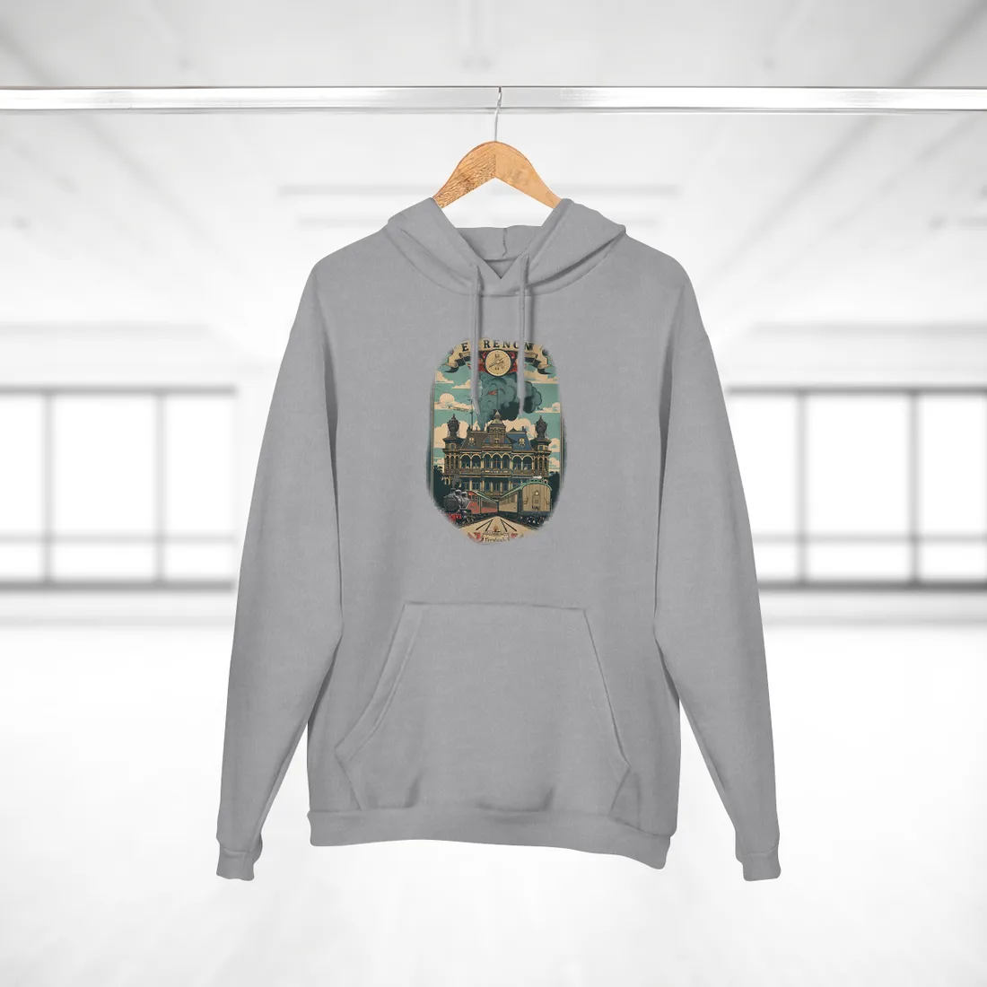 Vintage Farhampton Train Station Sign: Classic Railroad Art - Hoodie (Heather Grey)