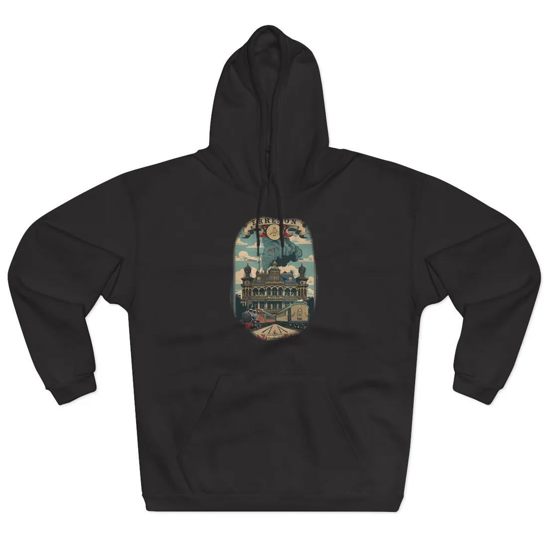 Vintage Farhampton Train Station Sign: Classic Railroad Art - Hoodie (Black)