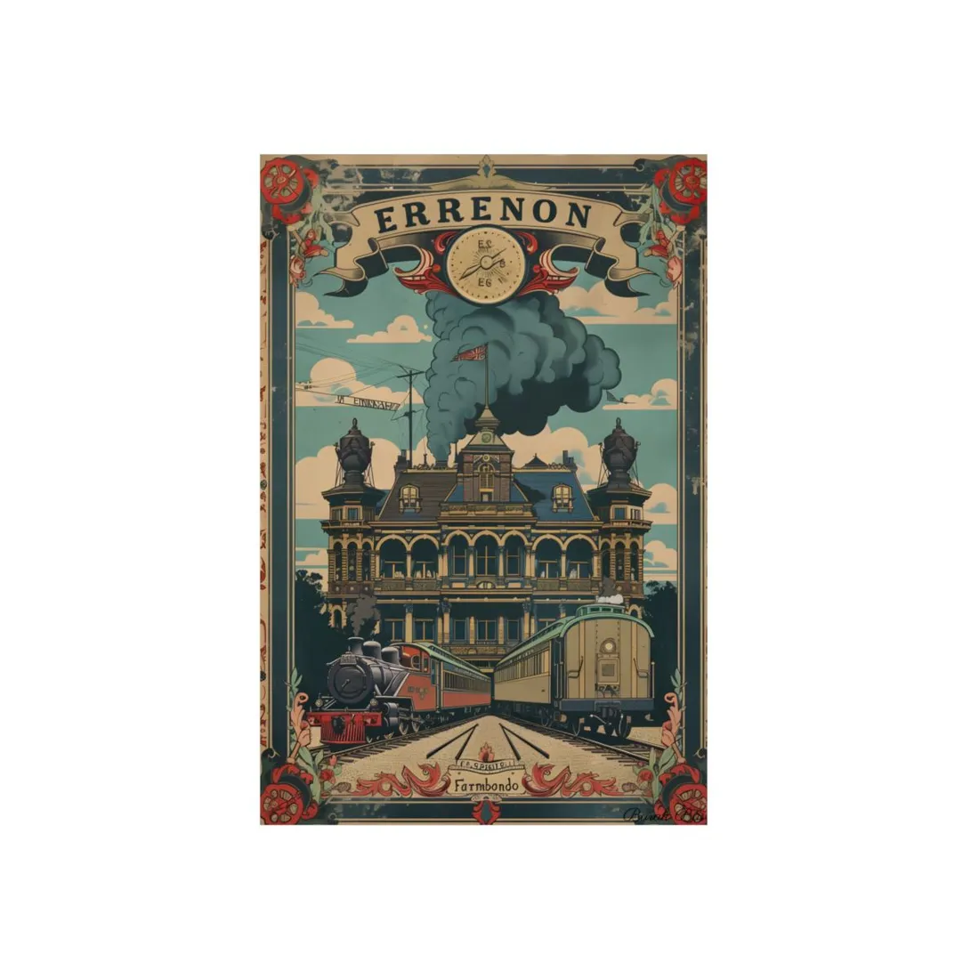 Vintage Farhampton Train Station Sign: Classic Railroad Art - Metal Poster