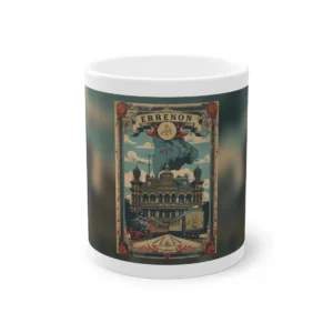 Victorian Mansion with Steam Trains Mug