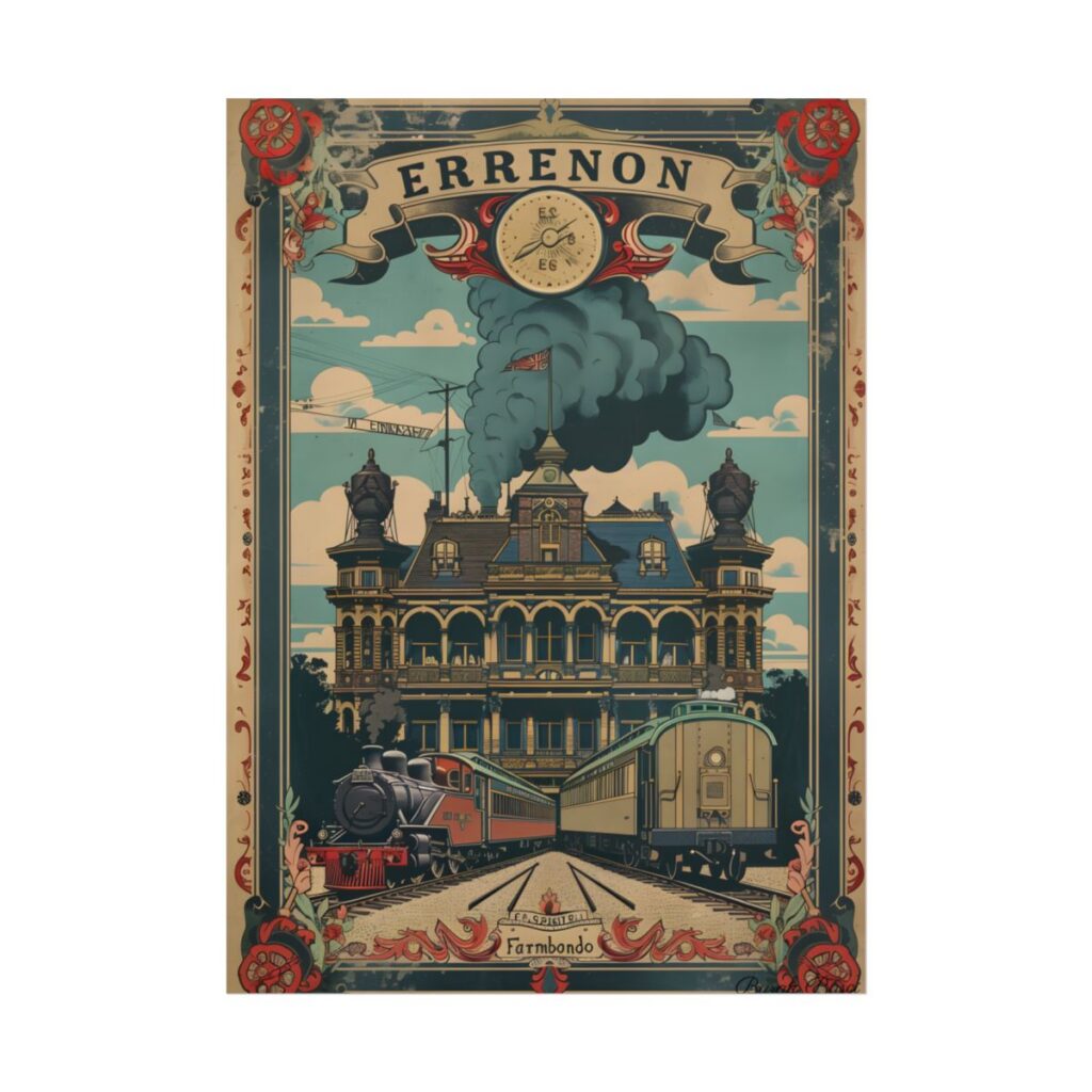 Vintage Farhampton Train Station Sign: Classic Railroad Art - Poster