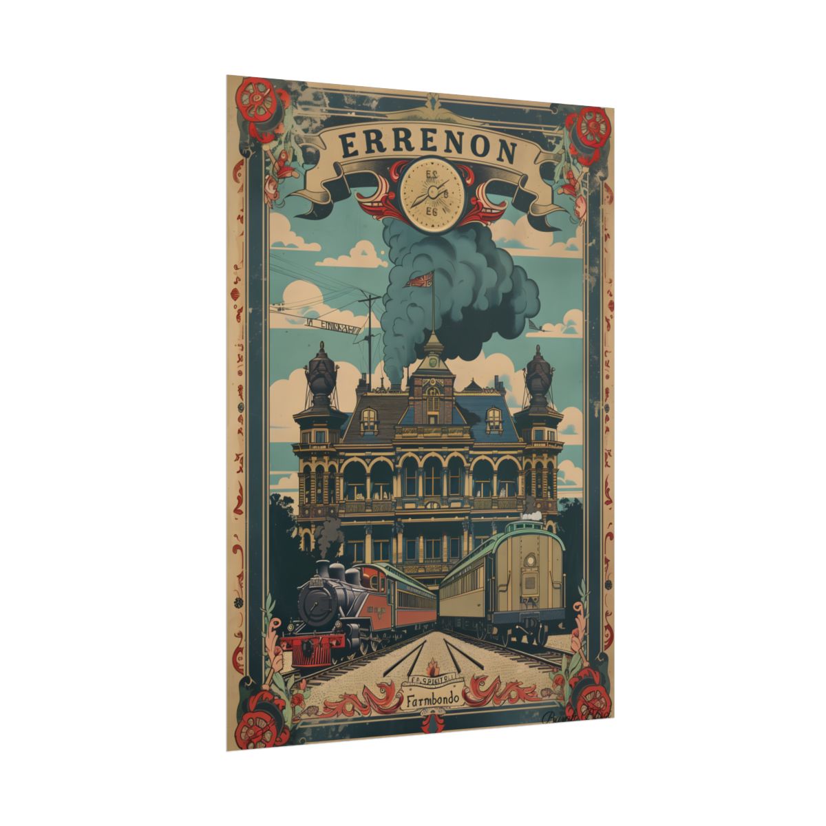 Vintage Farhampton Train Station Sign: Classic Railroad Art - Poster