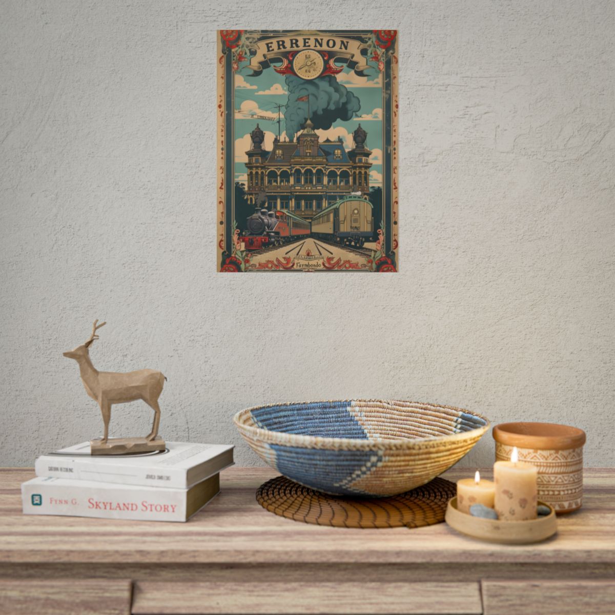 Vintage Farhampton Train Station Sign: Classic Railroad Art - Poster