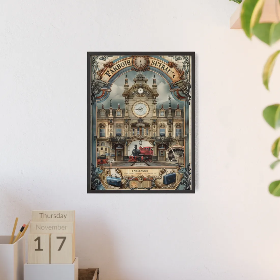 Vintage Farhampton Train Station Sign - Framed Poster